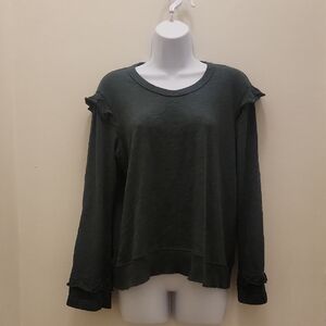 Wilt Dark Green Ruffle-Trim Sweatshirt